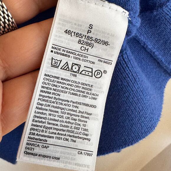 Gap Mainstay Crew-Neck Sweater Blue Knit Ribbed Hem Pullover Long Sleeve Sz S - Picture 3 of 7